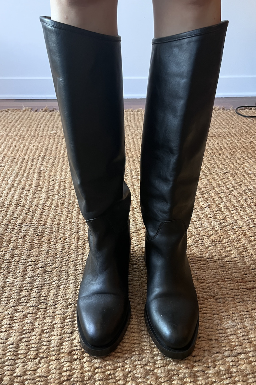 LEATHER KNEE HIGH BOOTS